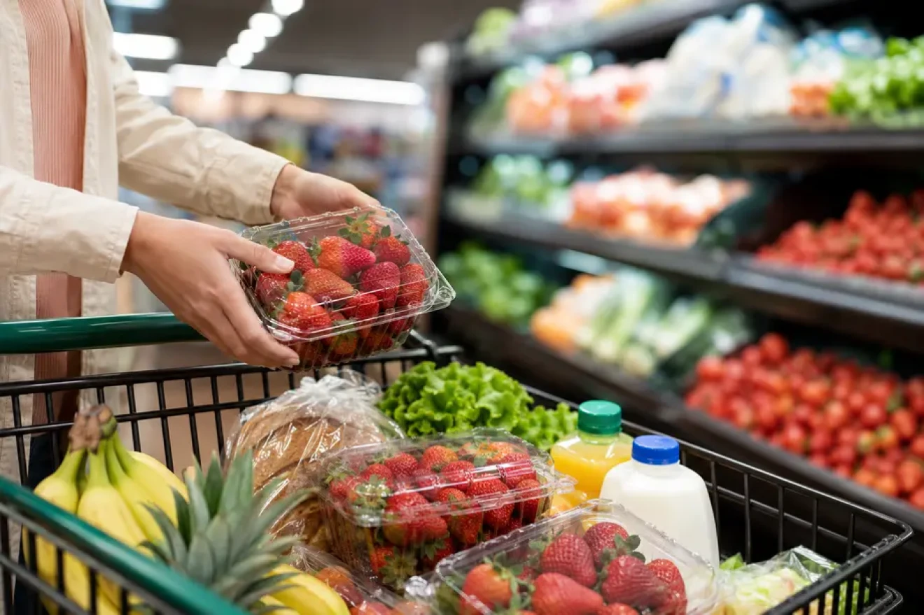 Fresh strawberries double the value of the shopping basket-image